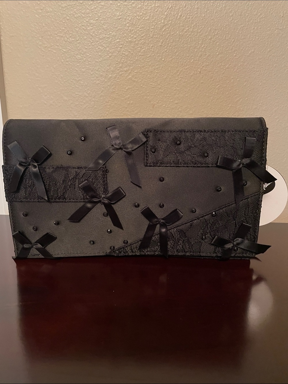 Prabal Gurung for Target Black Satin Bow Appliqué Clutch